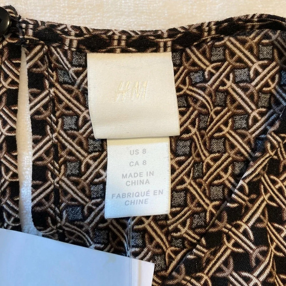 H&M Black Print Long Sleeve Dress 8 - Picture 12 of 14